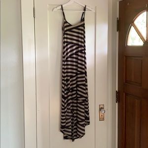 Navy and Tan Striped Dress